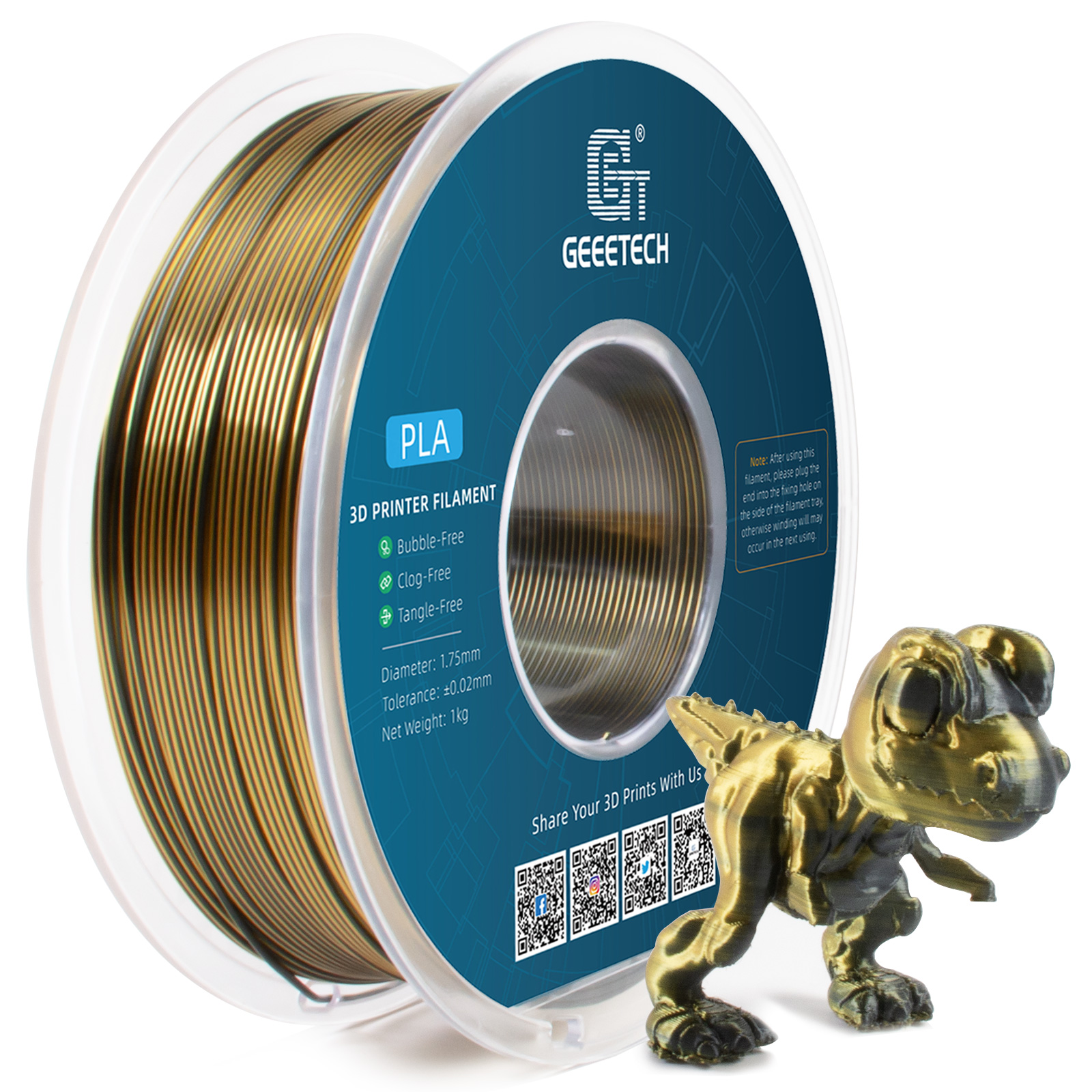 NEW GEEETECH 3D Printer Filament 1.75MM 1KG PLA/TPU/ABS+/PETG/Silk/Matte/HS-PLA - Afbeelding 180 van 298