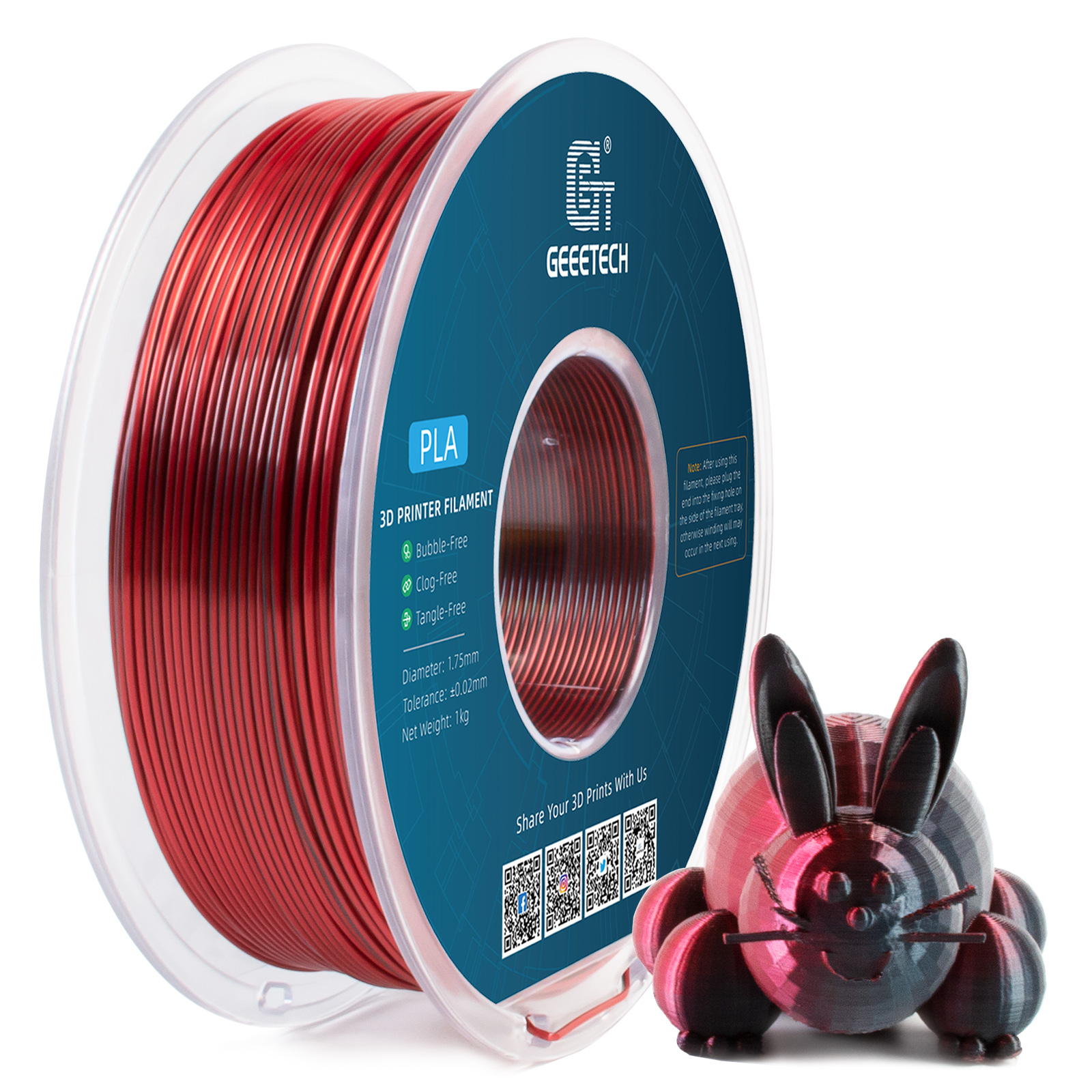 NEW GEEETECH 3D Printer Filament 1.75MM 1KG PLA/TPU/ABS+/PETG/Silk/Matte/HS-PLA - Afbeelding 185 van 298