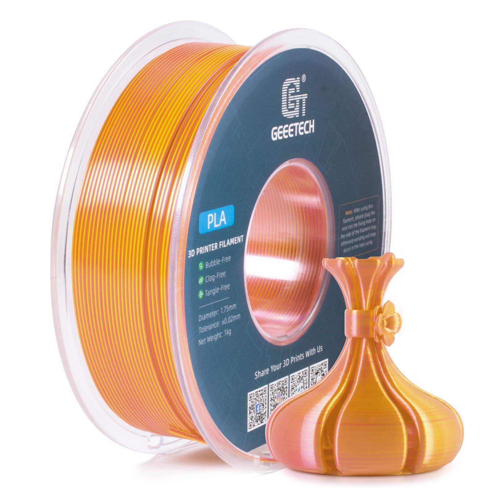 NEW GEEETECH 3D Printer Filament 1.75MM 1KG PLA/TPU/ABS+/PETG/Silk/Matte/HS-PLA - Afbeelding 148 van 298