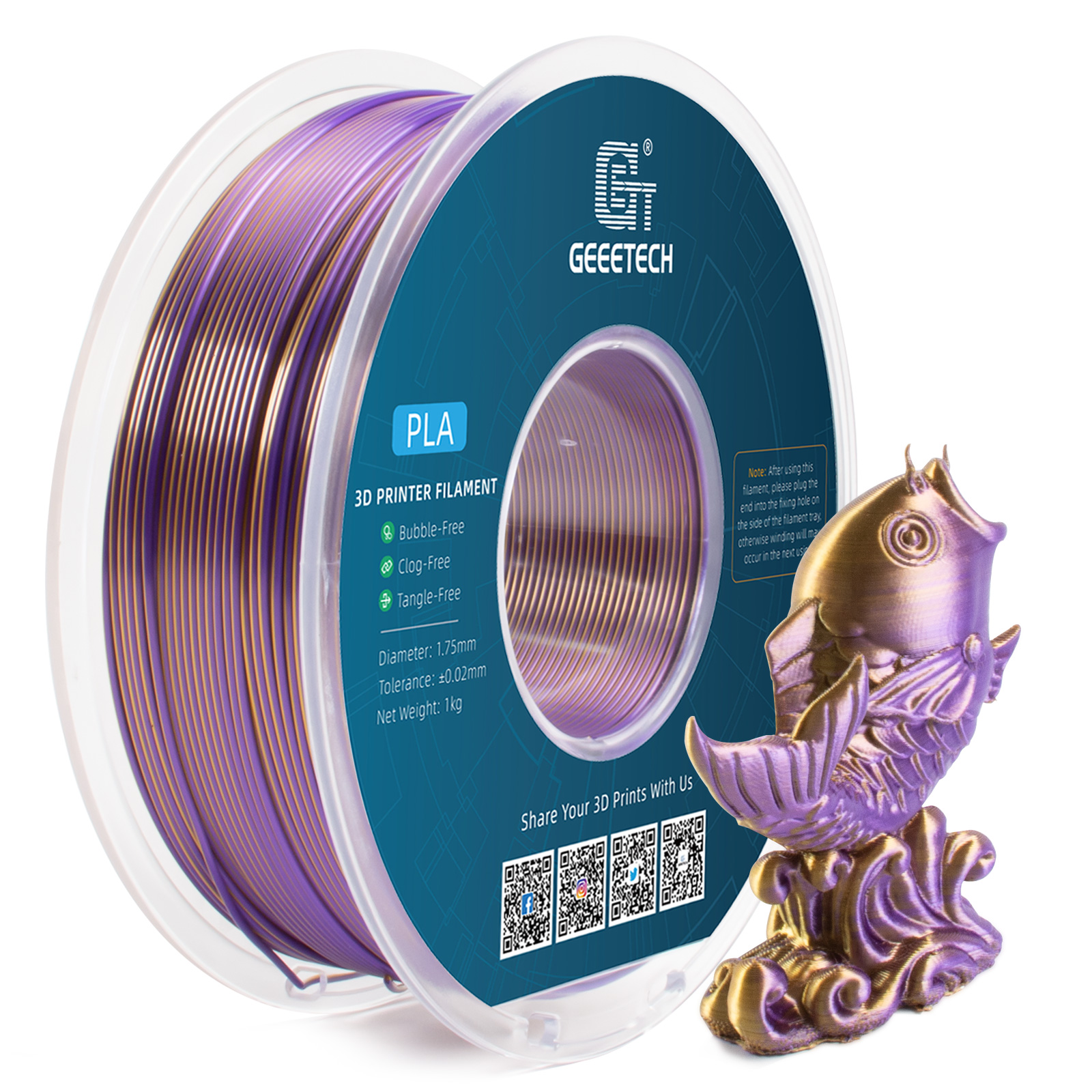 NEW GEEETECH 3D Printer Filament 1.75MM 1KG PLA/TPU/ABS+/PETG/Silk/Matte/HS-PLA - Afbeelding 153 van 298