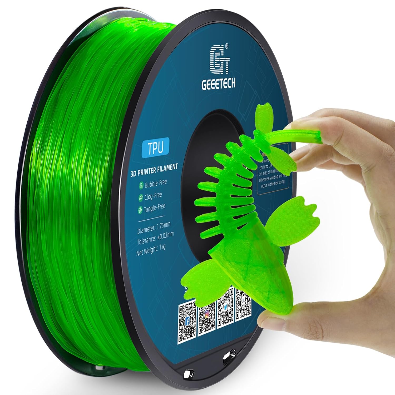 1kg 1,75 mm GEEETECH Drukarka 3D Filament Elastyczny TPU Przezroczysty / Jednolity kolor 95A - Zdjęcie 22 z 42
