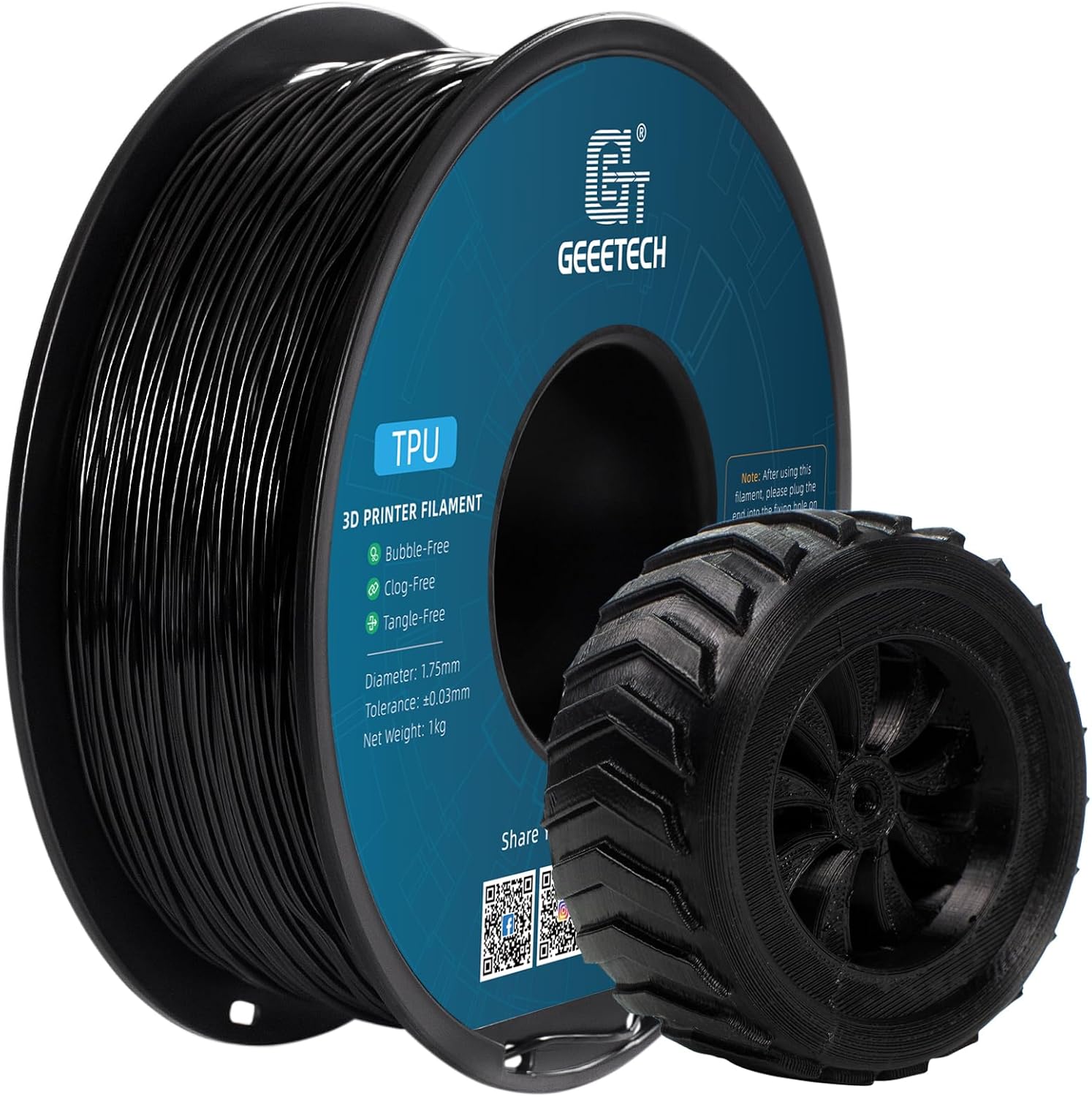 1kg 1,75 mm GEEETECH Drukarka 3D Filament Elastyczny TPU Przezroczysty / Jednolity kolor 95A - Zdjęcie 32 z 42