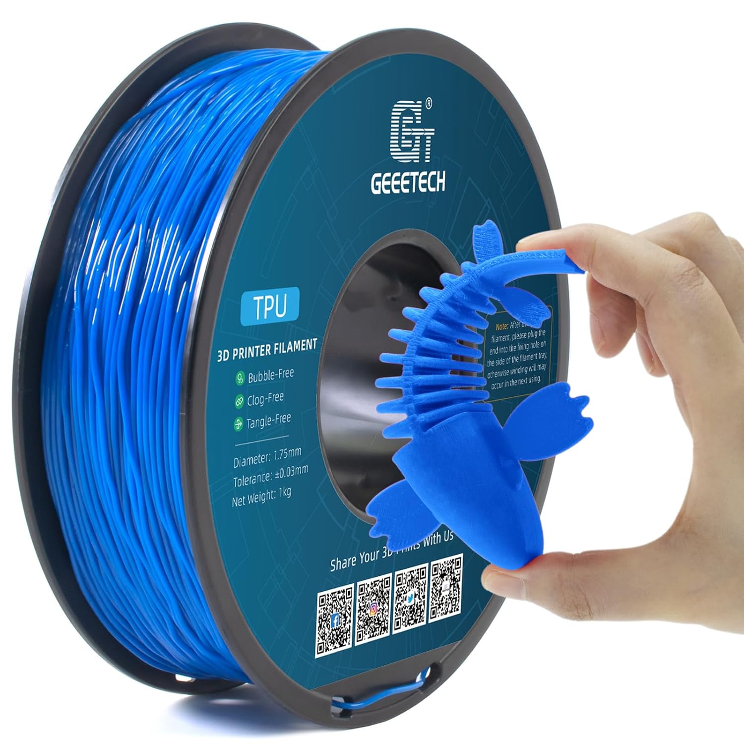 1kg 1,75 mm GEEETECH Drukarka 3D Filament Elastyczny TPU Przezroczysty / Jednolity kolor 95A - Zdjęcie 41 z 42