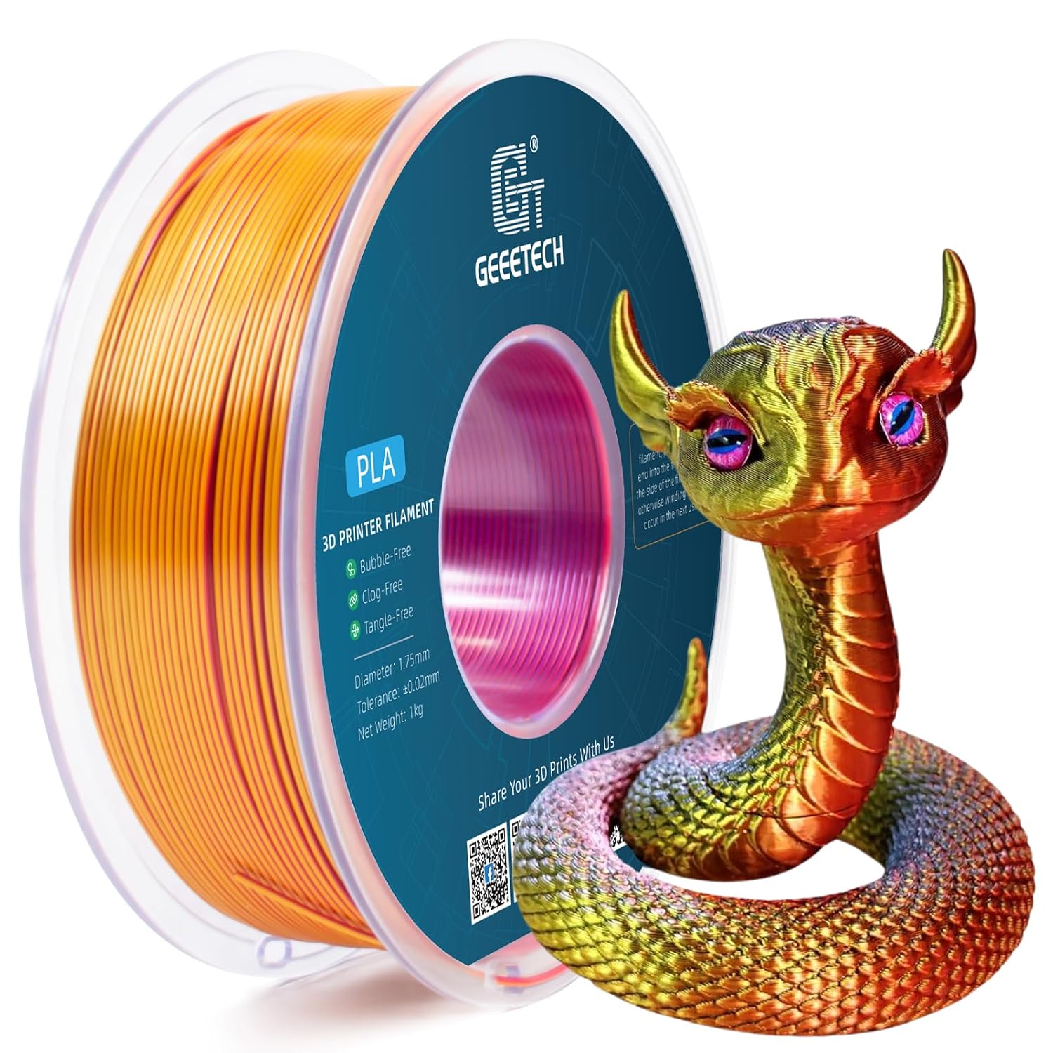 Geeetech 3D Printer Filament Silk PLA Tricolor 1.75mm 1KG/roll Consumables - Picture 11 of 19
