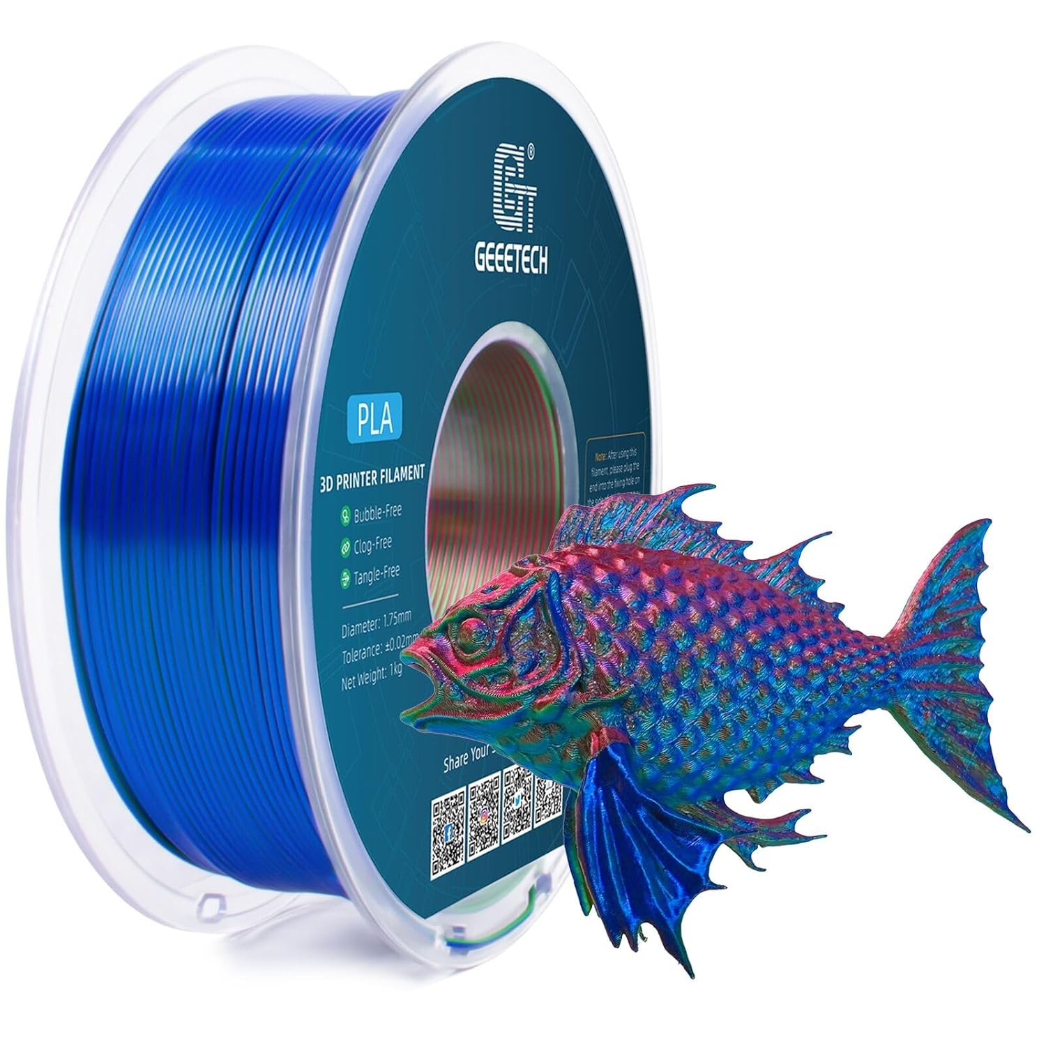 Geeetech 3D Printer Filament Silk PLA Tricolor 1.75mm 1KG/roll Consumables - Picture 14 of 19