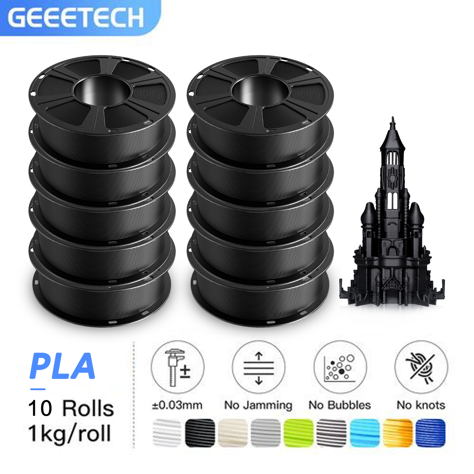 Geeetech 3D Printer Filament 1.75mm PLA White/Black Printing Filament 1-10KG lot