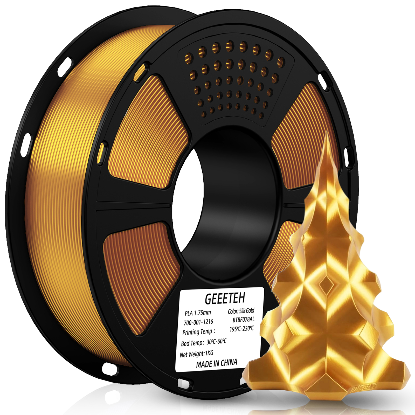 GEEETECH 1/2/3/5/10KG 3D Printer Filament Silk Gold PLA 1.75mm Bulk Lot