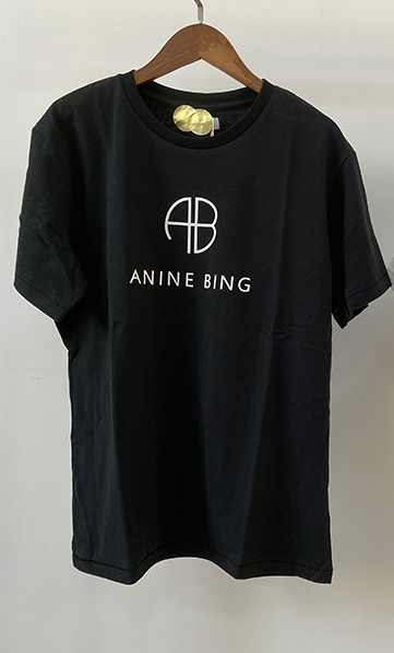 HOT ANINE BING Letter Logo Print Women's Crew Neck Pullover Short Sleeve T-Shirt - Bild 17 von 18