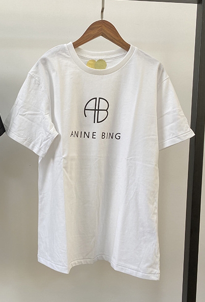 HOT ANINE BING Letter Logo Print Women's Crew Neck Pullover Short Sleeve T-Shirt - Bild 18 von 18