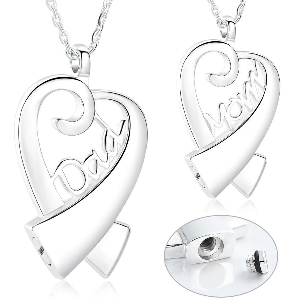 925 Sterling Silver Heart Loved Ones Urn Pendant Necklace Keepsake Memorial Gift