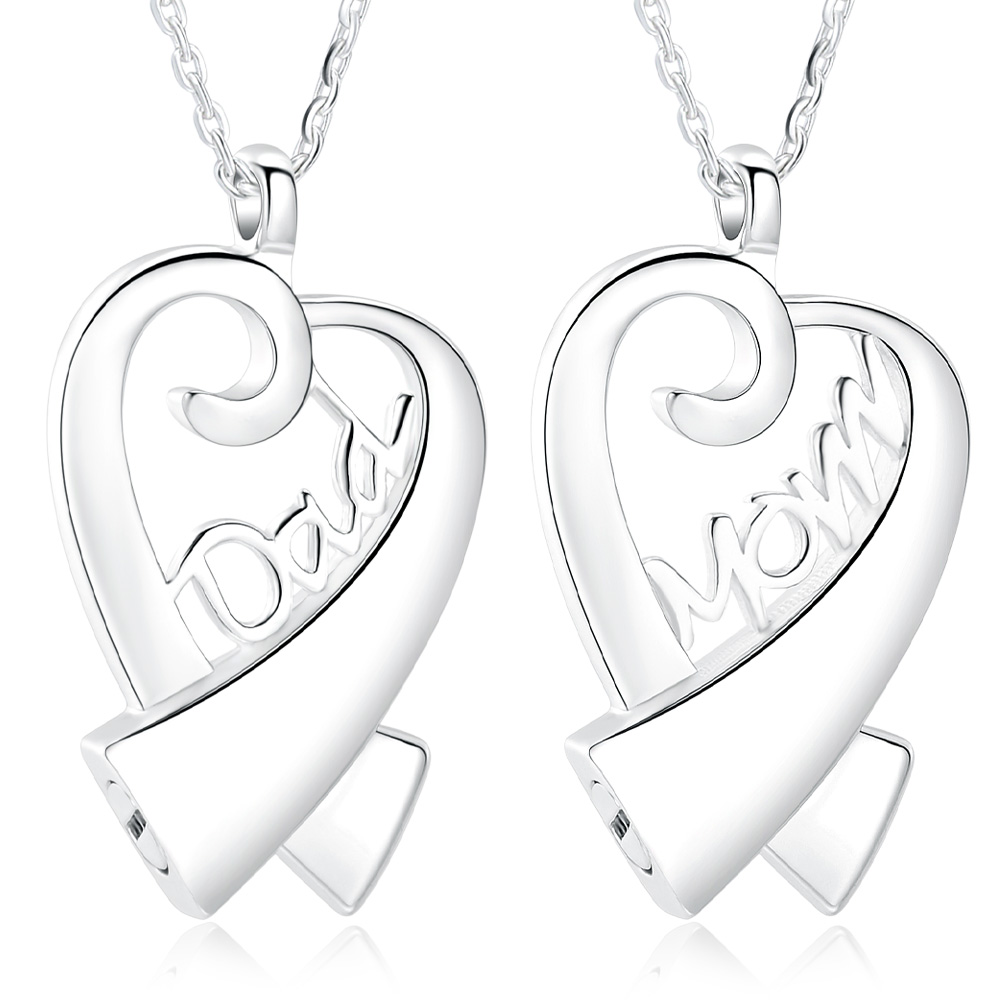 925 Sterling Silver Heart Loved Ones Urn Pendant Necklace Keepsake Memorial Gift