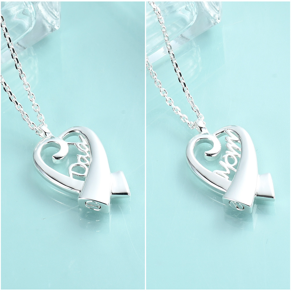 925 Sterling Silver Heart Loved Ones Urn Pendant Necklace Keepsake Memorial Gift