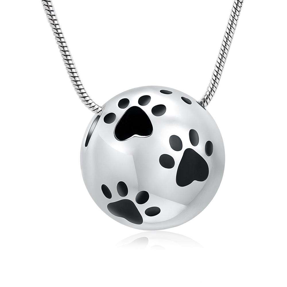 Pet Cremation Jewelry for Ashes Pendant Paw Print Pet Ball Urn Necklace ...