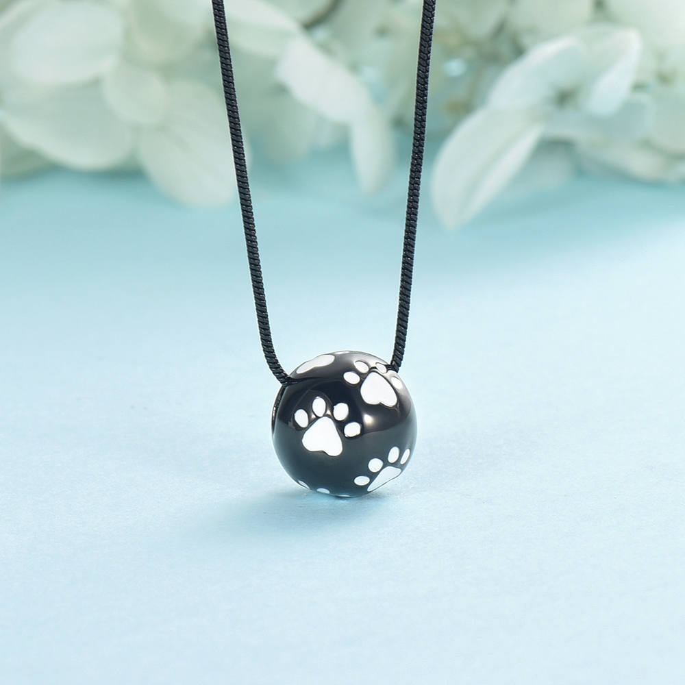 Pet Cremation Jewelry for Ashes Pendant Paw Print Pet Ball Urn Necklace ...