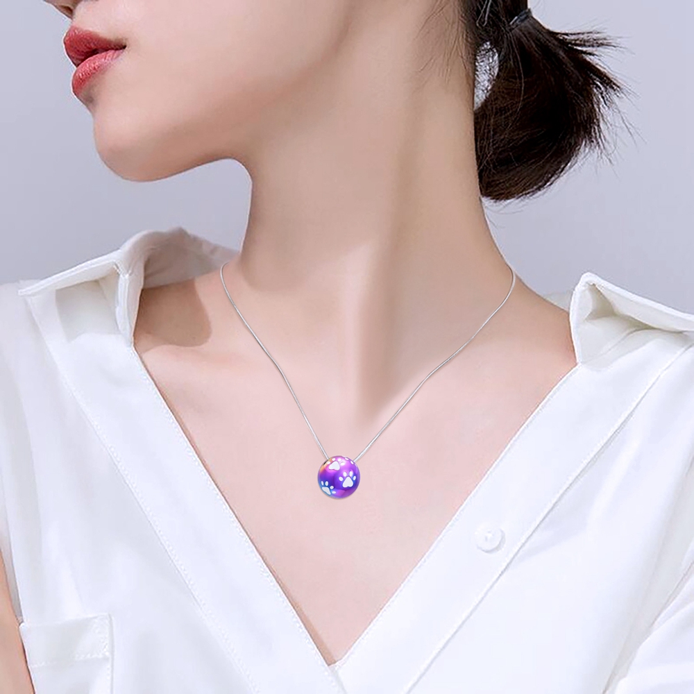 Pet Cremation Jewelry for Ashes Pendant Paw Print Pet Ball Urn Necklace ...