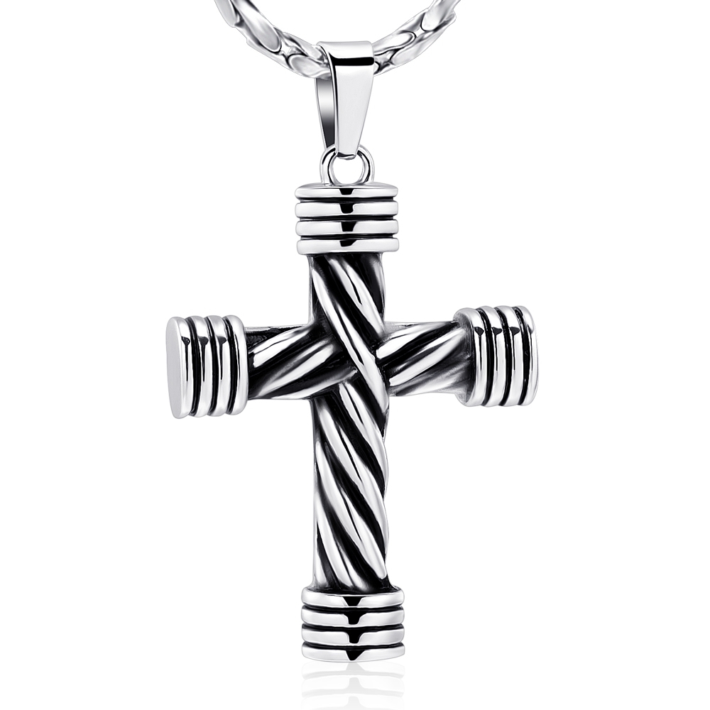 Rope Winding Cross Cremation Ashes Urn Pendant Necklace Memorial Keepsake  Jewelry Lord's Prayer Cross Ashes Necklaces Black