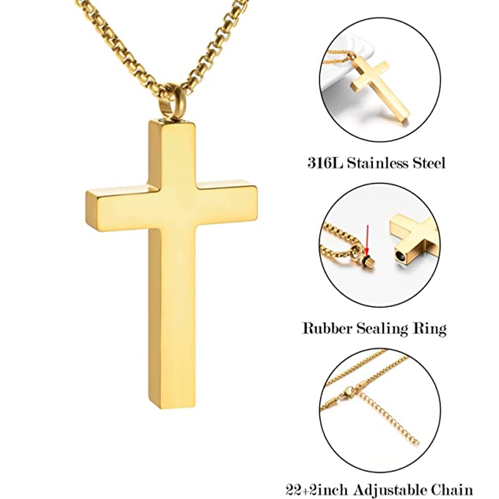 Cross Cremation Necklace for Ashes Stainless Steel Cross Pendant Urn Necklace US