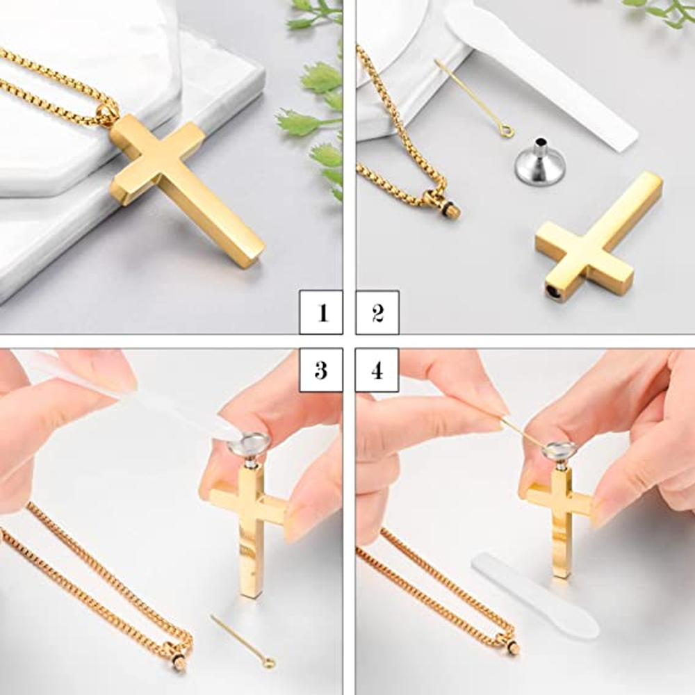 Cross Cremation Necklace for Ashes Stainless Steel Cross Pendant Urn Necklace US