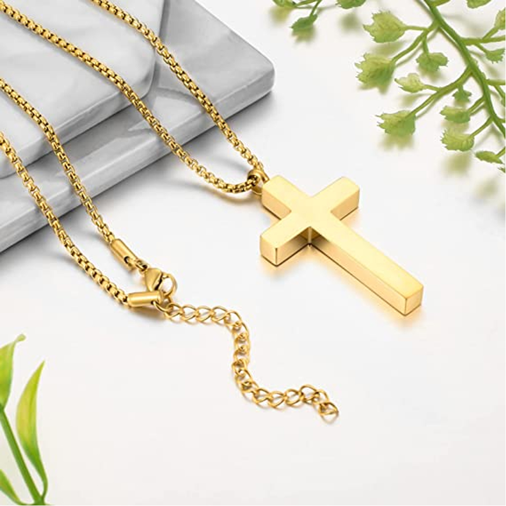 Cross Cremation Necklace for Ashes Stainless Steel Cross Pendant Urn Necklace US