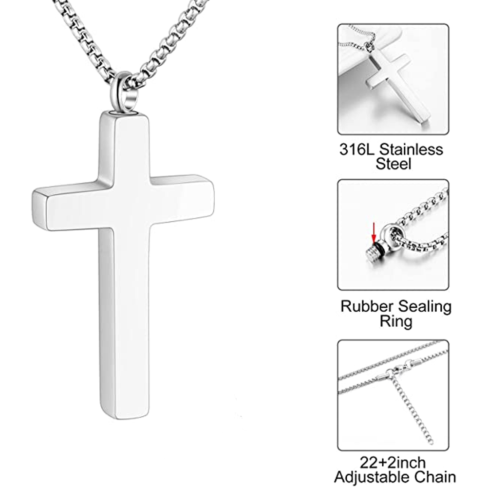 Cross Cremation Necklace for Ashes Stainless Steel Cross Pendant Urn Necklace US