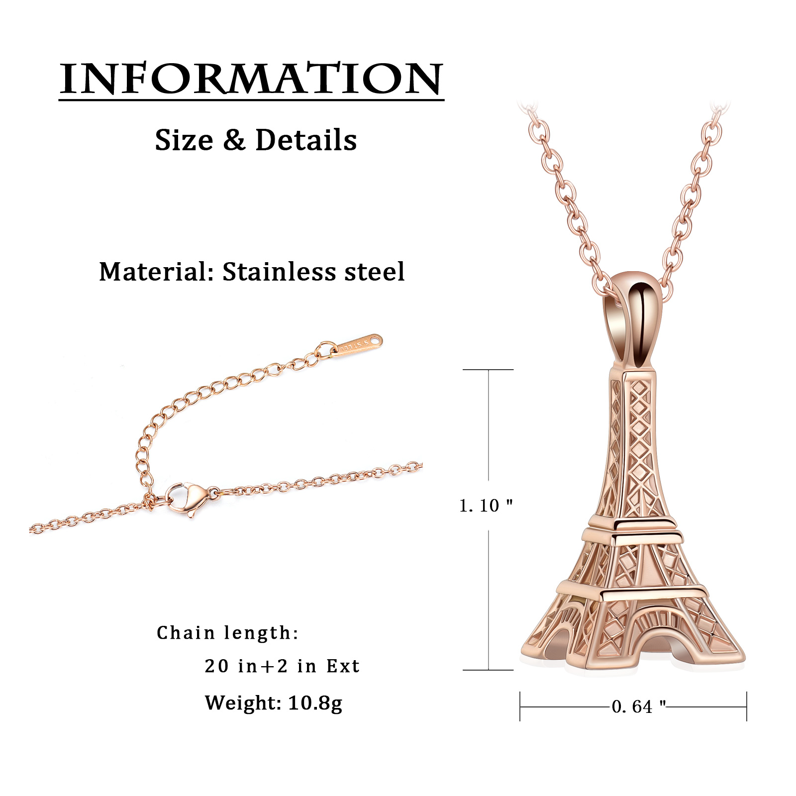 Eiffel Tower Pendant Urn Necklace Paris Jewelry for Mom Women Cremation Jewelry