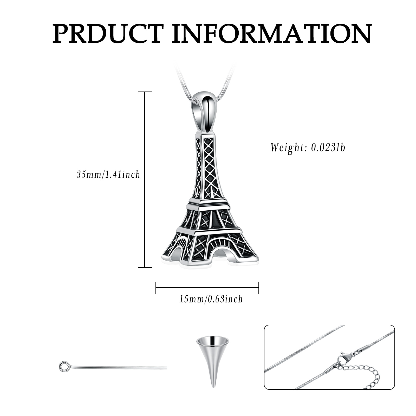 Eiffel Tower Pendant Urn Necklace Paris Jewelry for Mom Women Cremation Jewelry