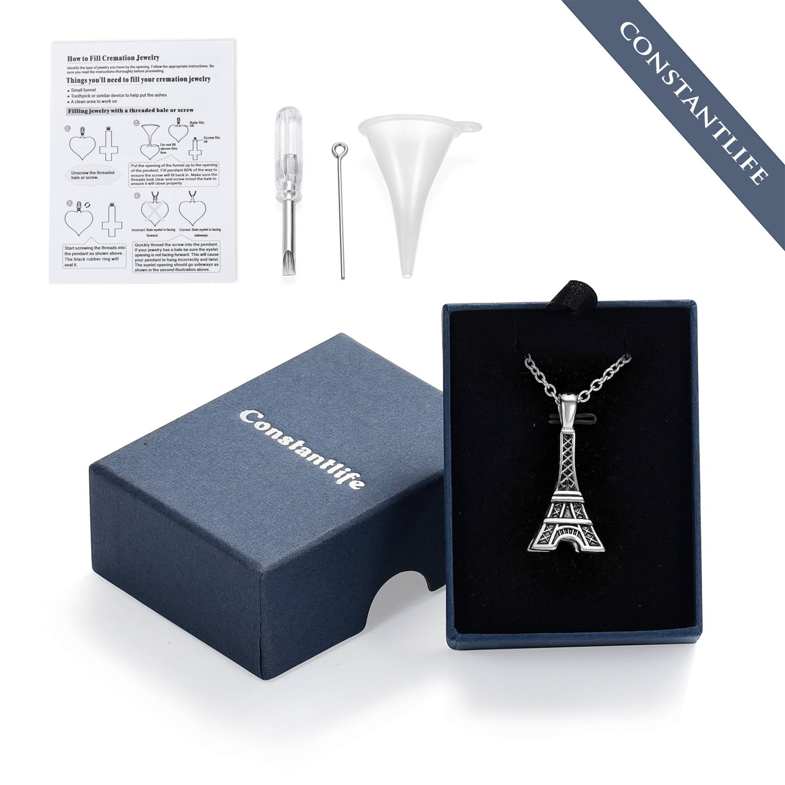 Eiffel Tower Pendant Urn Necklace Paris Jewelry for Mom Women Cremation Jewelry