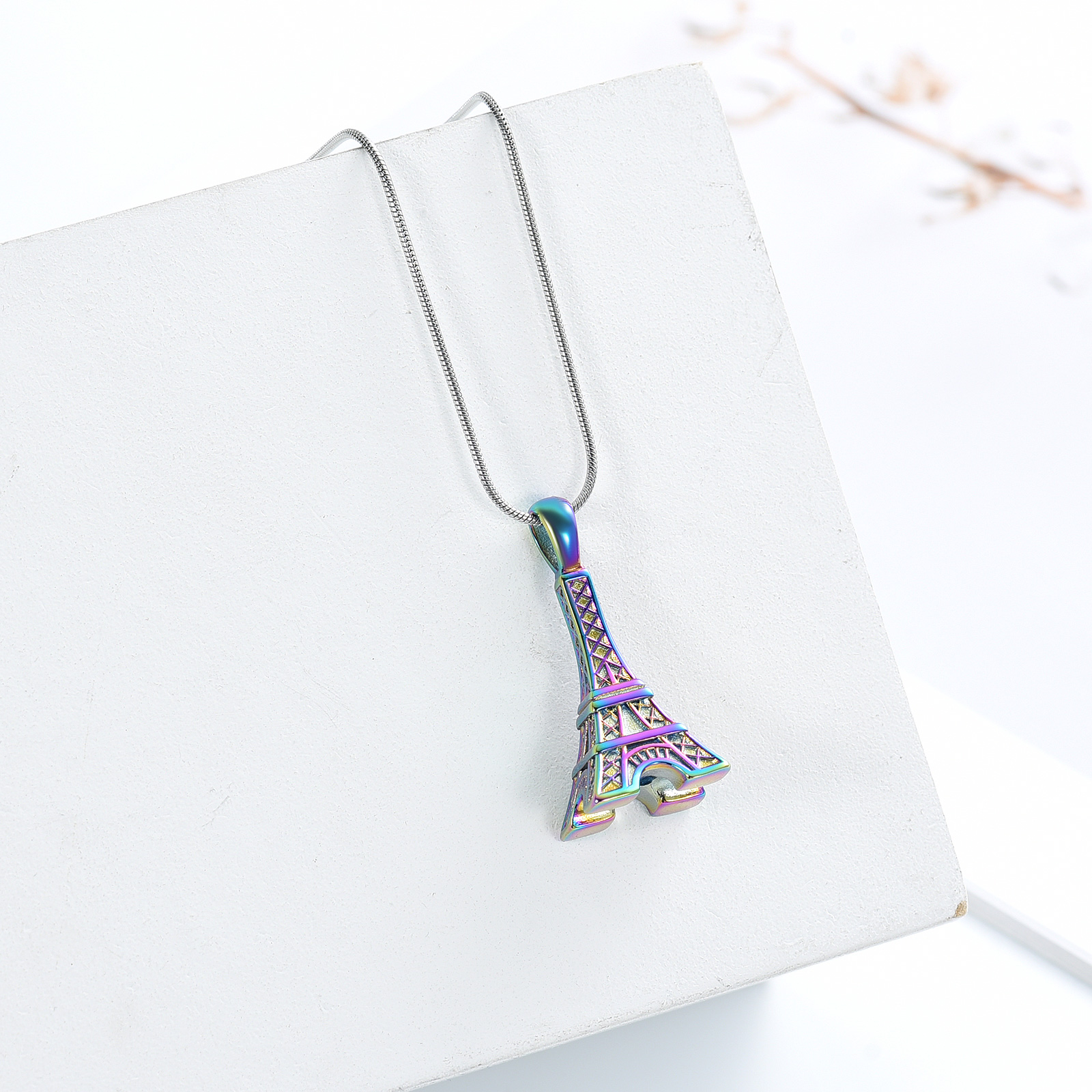 Eiffel Tower Pendant Urn Necklace Paris Jewelry for Mom Women Cremation Jewelry