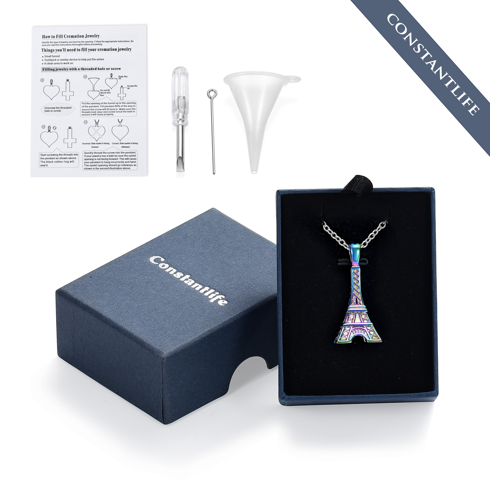 Eiffel Tower Pendant Urn Necklace Paris Jewelry for Mom Women Cremation Jewelry