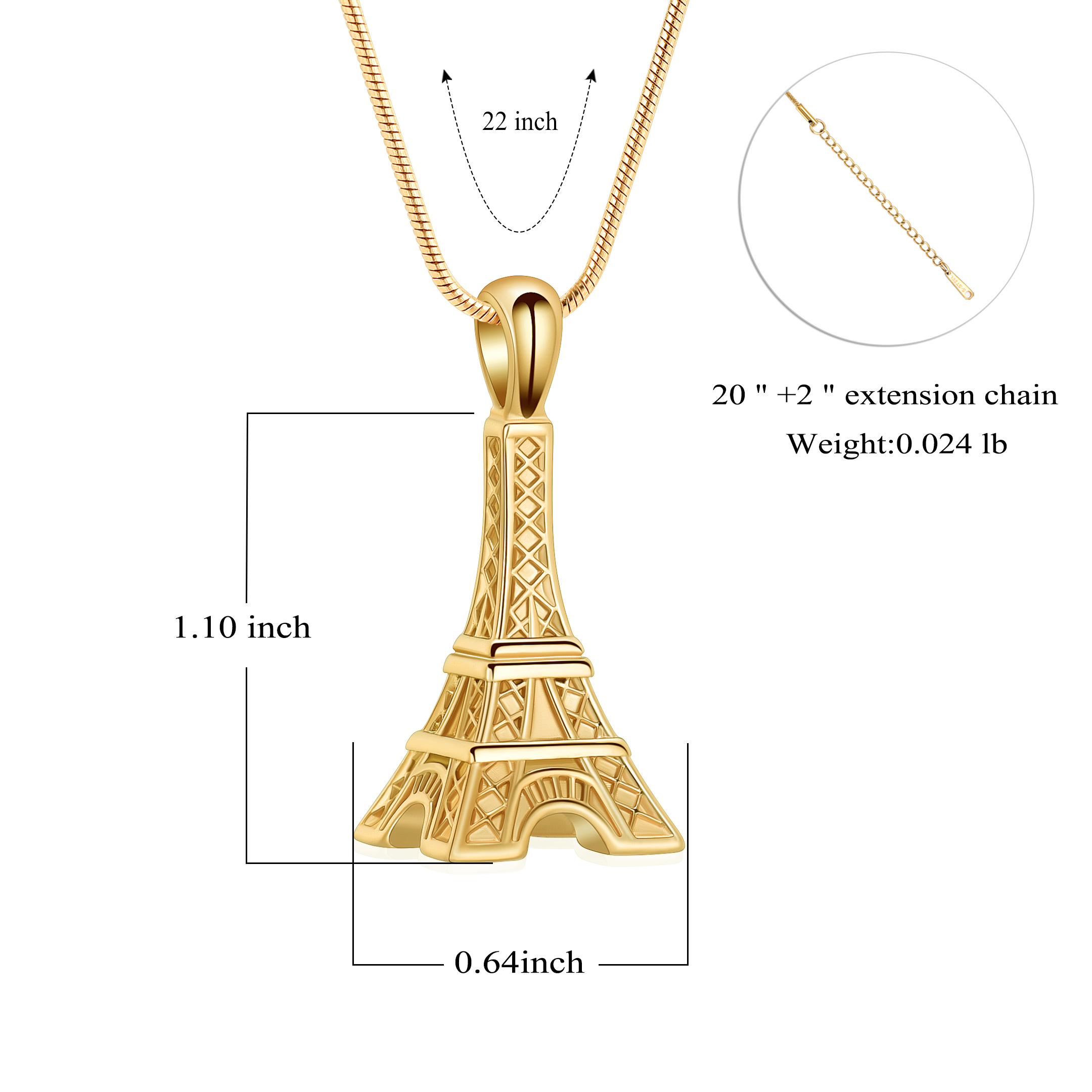 Eiffel Tower Pendant Urn Necklace Paris Jewelry for Mom Women Cremation Jewelry