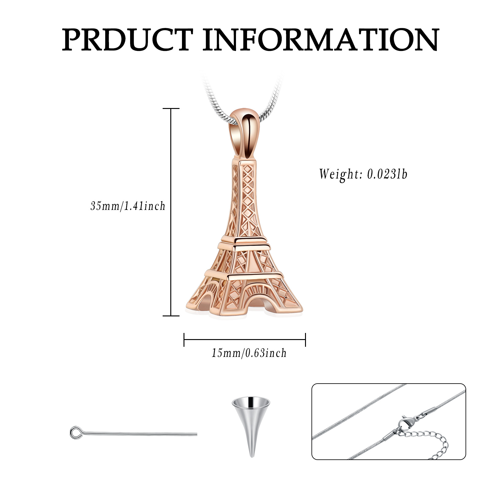 Eiffel Tower Pendant Urn Necklace Paris Jewelry for Mom Women Cremation Jewelry