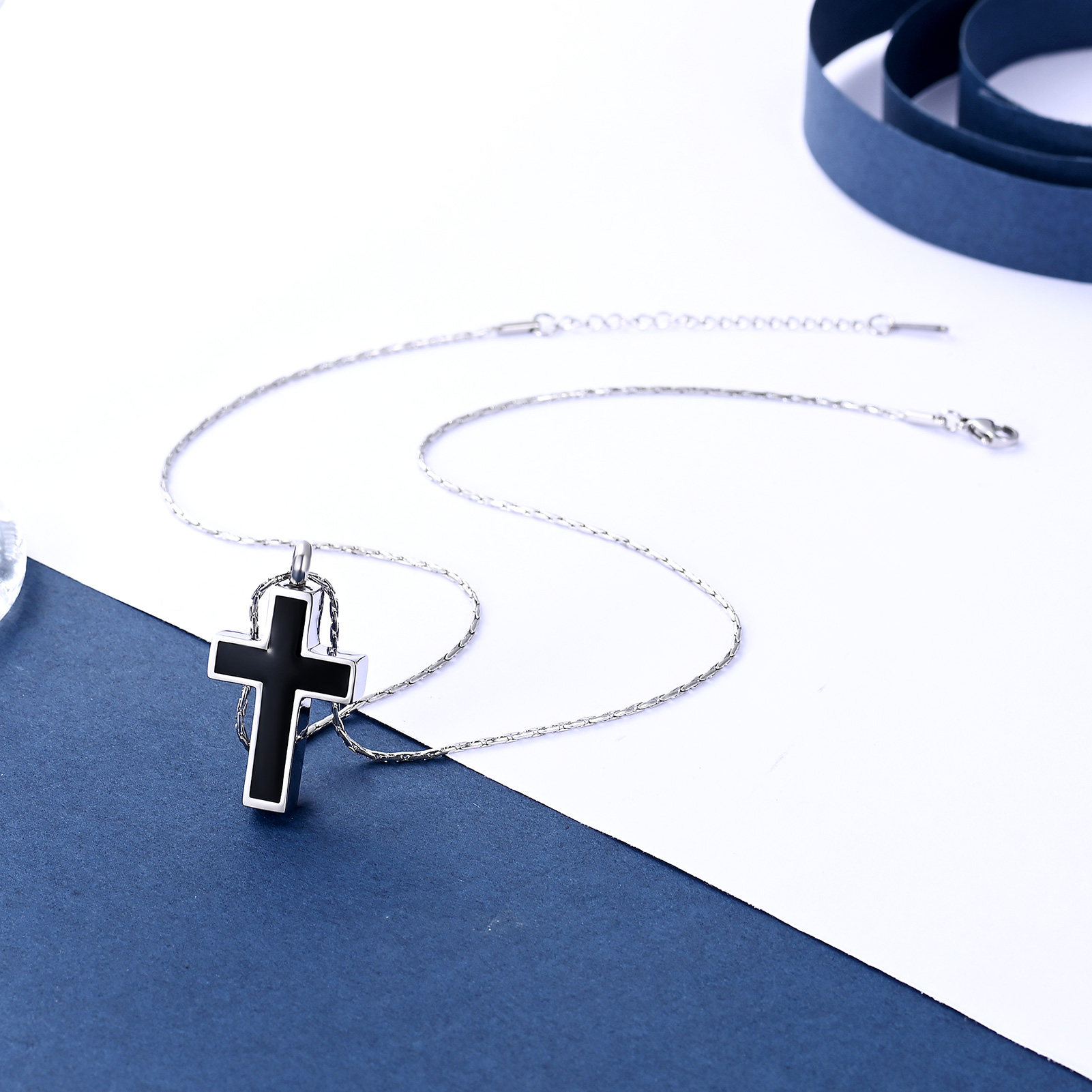 Cross Urn Necklace for Ashes Stainless Steel Cross Pendant Necklace F/ Men Women