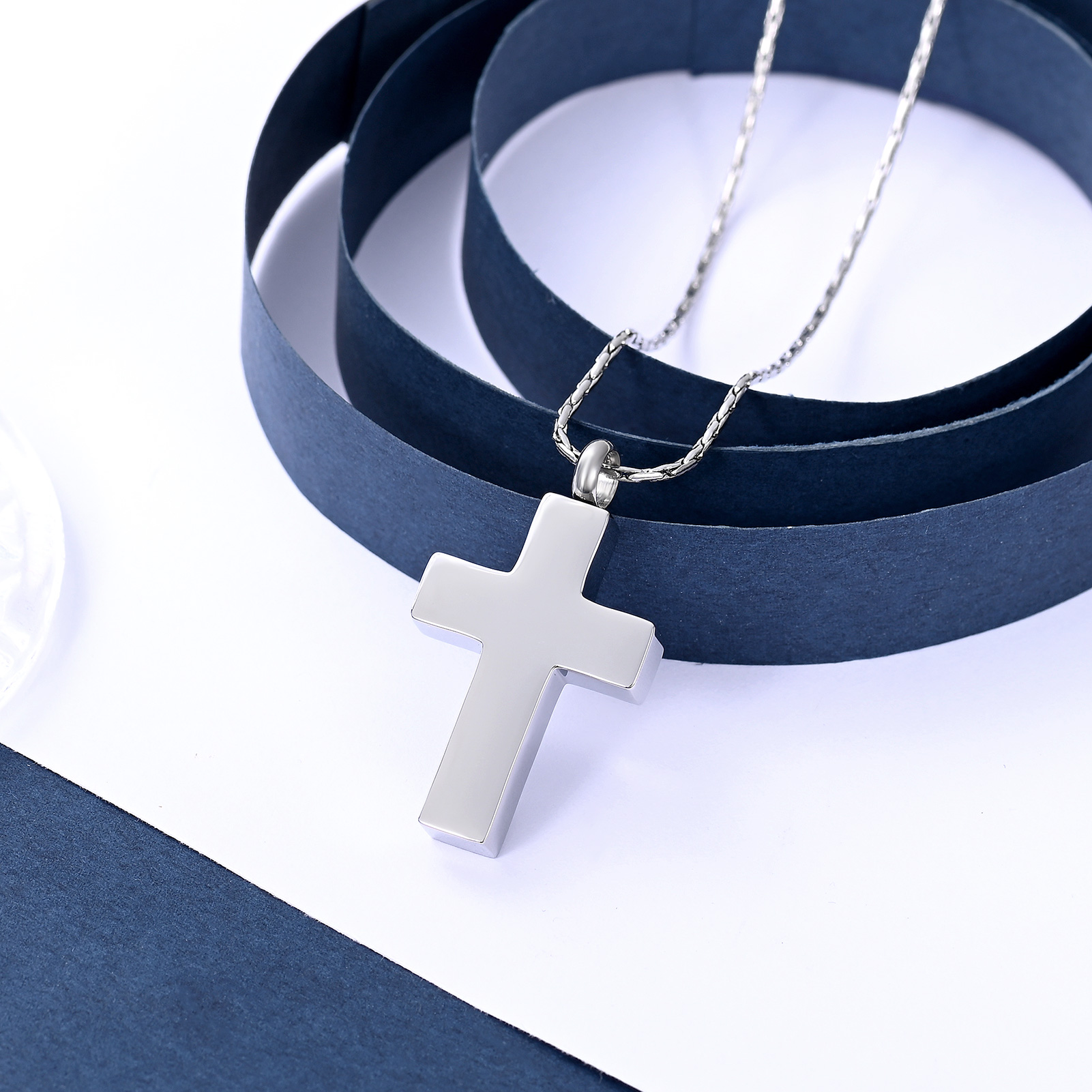 Cross Urn Necklace for Ashes Stainless Steel Cross Pendant Necklace F/ Men Women