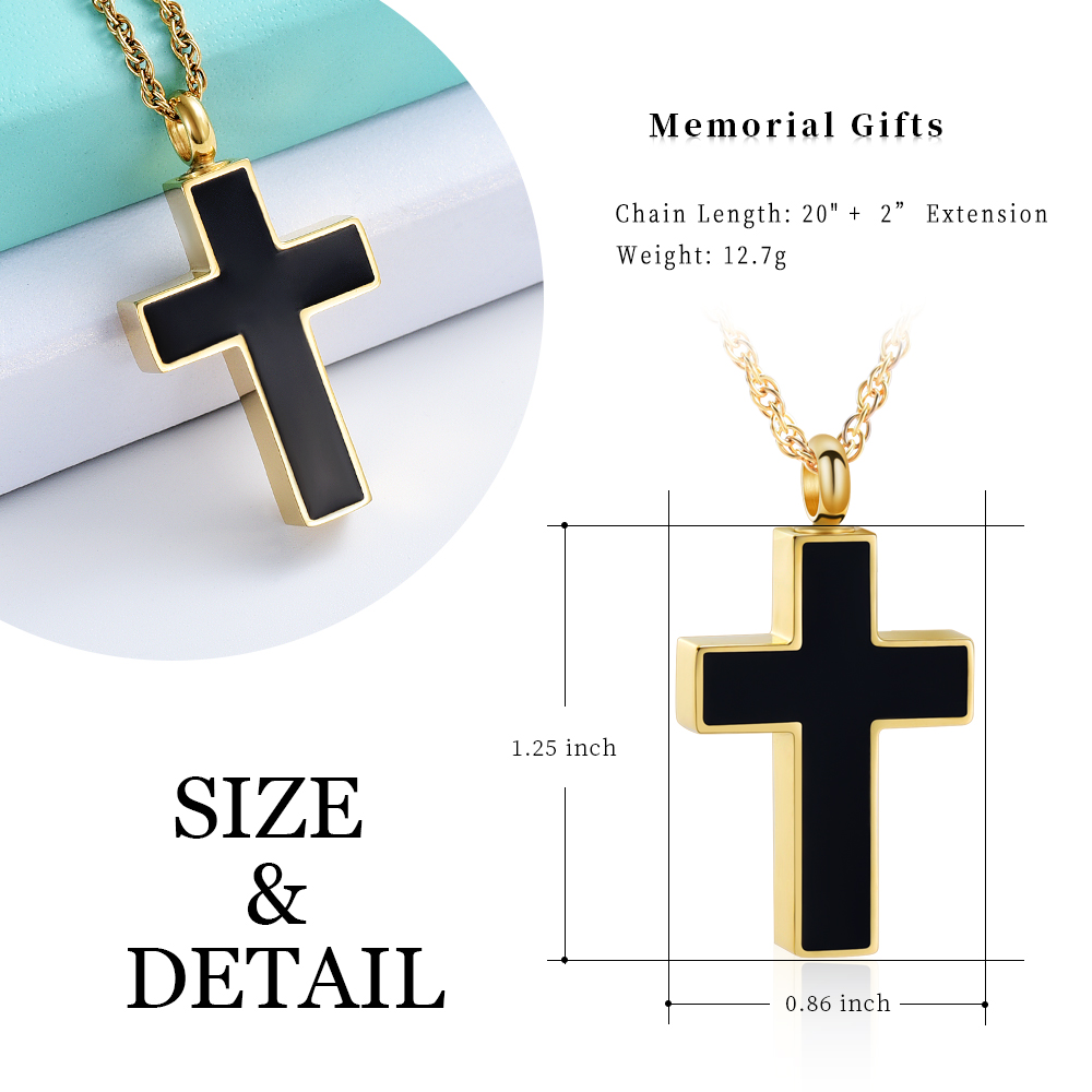 Cross Urn Necklace for Ashes Stainless Steel Cross Pendant Necklace F/ Men Women