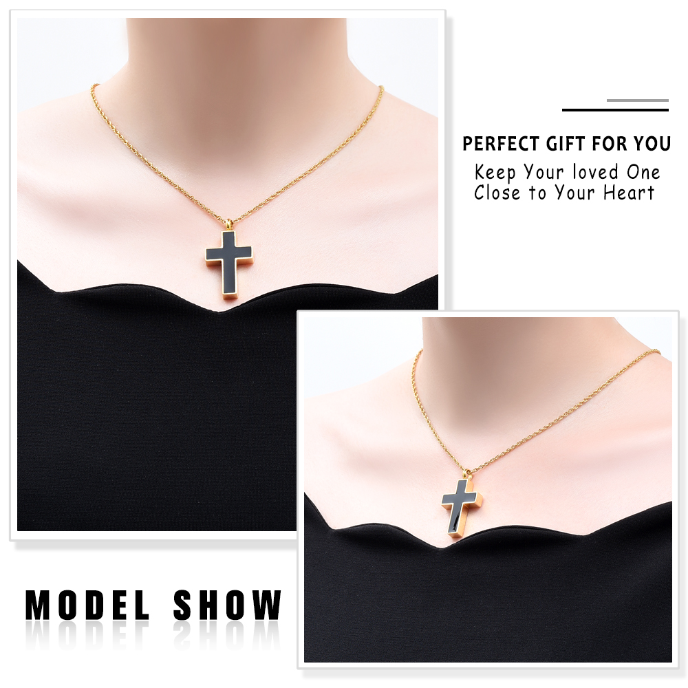 Cross Urn Necklace for Ashes Stainless Steel Cross Pendant Necklace F/ Men Women