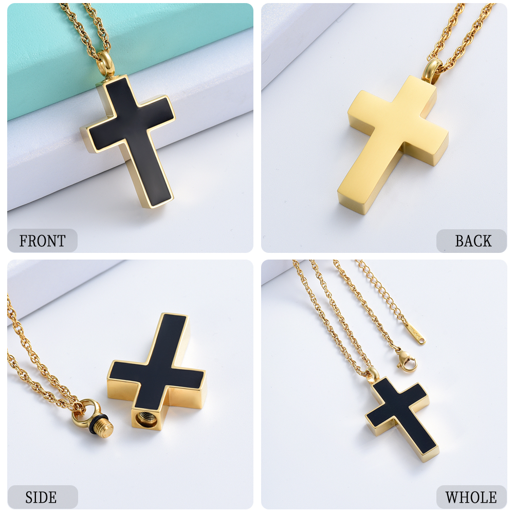 Cross Urn Necklace for Ashes Stainless Steel Cross Pendant Necklace F/ Men Women