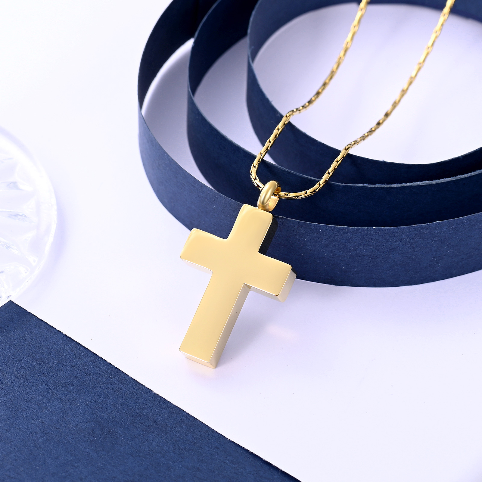 Cross Urn Necklace for Ashes Stainless Steel Cross Pendant Necklace F/ Men Women