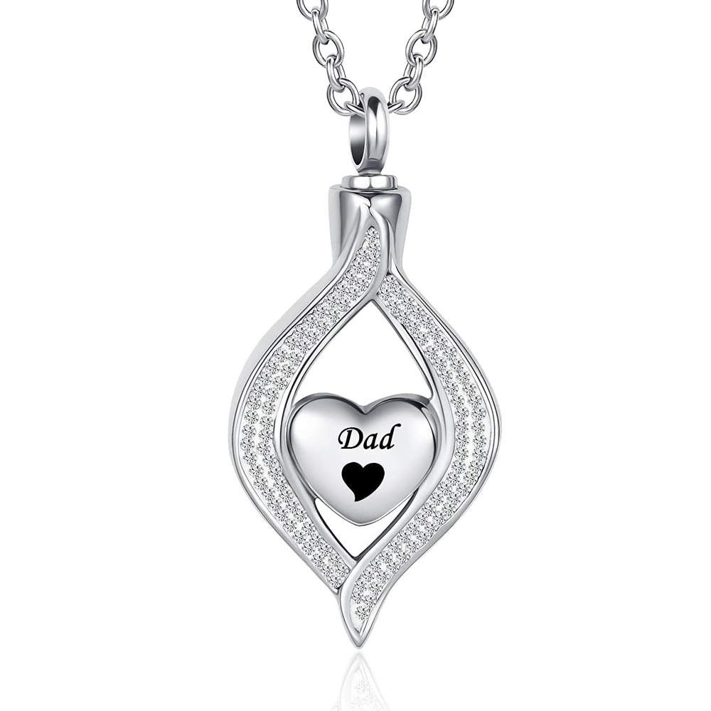 Teardrop Eye of My Heart Crystal Cremation Urn Necklace for Human Pet Ashes Gift