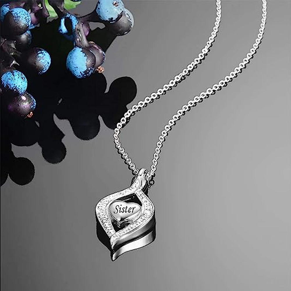 Teardrop Eye of My Heart Crystal Cremation Urn Necklace for Human Pet Ashes Gift