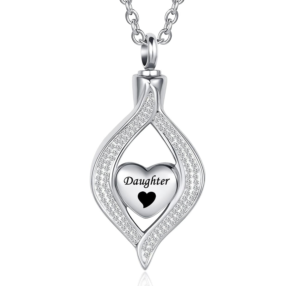 Teardrop Eye of My Heart Crystal Cremation Urn Necklace for Human Pet Ashes Gift