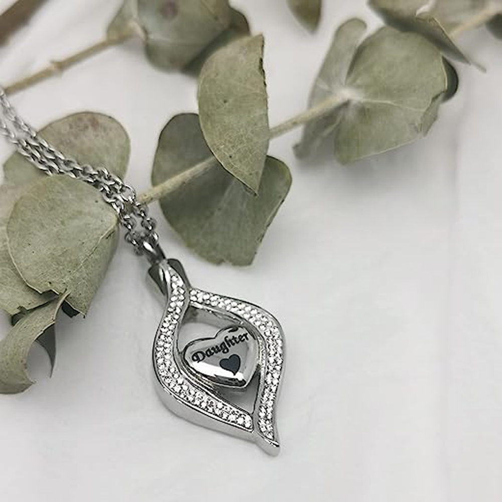 Teardrop Eye of My Heart Crystal Cremation Urn Necklace for Human Pet Ashes Gift