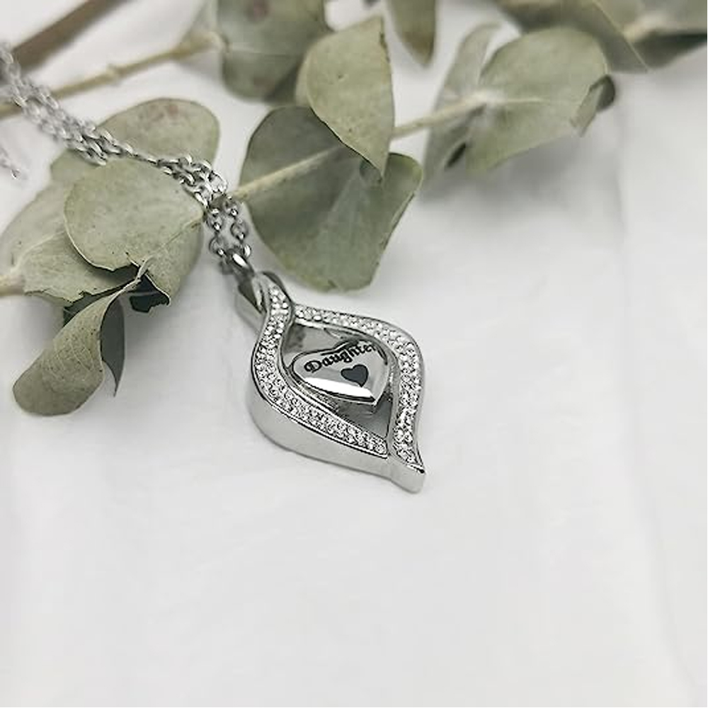 Teardrop Eye of My Heart Crystal Cremation Urn Necklace for Human Pet Ashes Gift