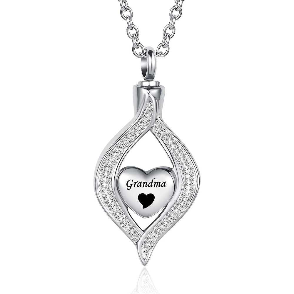 Teardrop Eye of My Heart Crystal Cremation Urn Necklace for Human Pet Ashes Gift