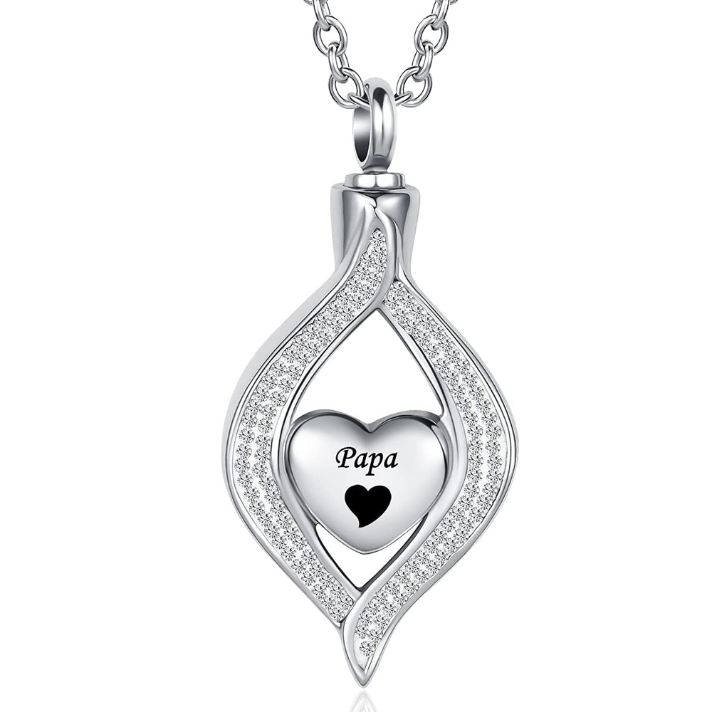 Teardrop Eye of My Heart Crystal Cremation Urn Necklace for Human Pet Ashes Gift