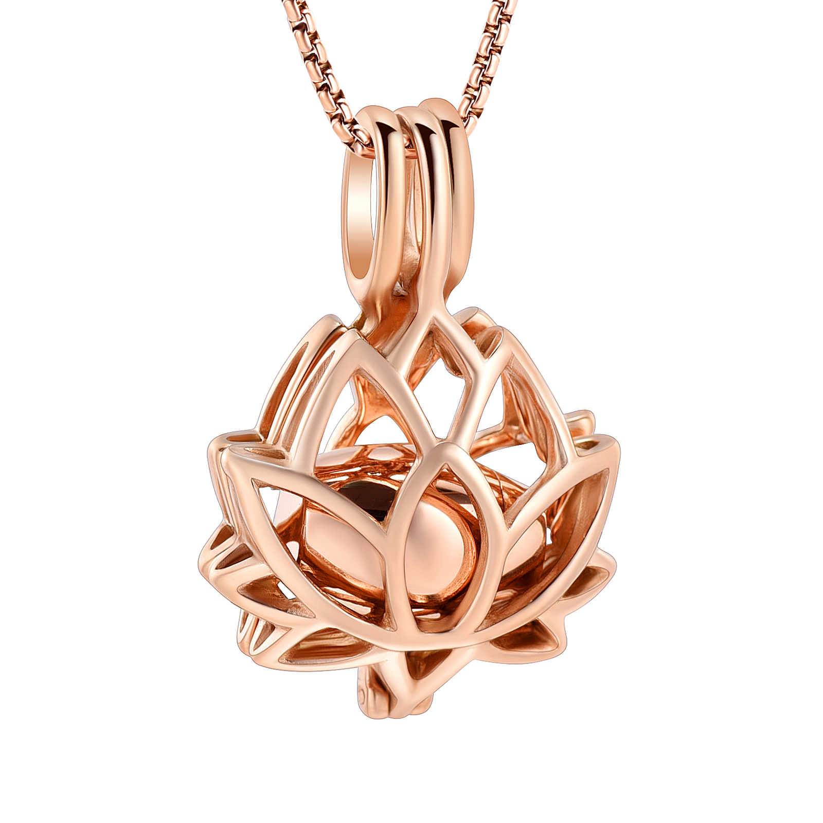 Lotus Flower Ashes Pendant Necklace with Mini Keepsake Urn Memorial Ash Jewelry