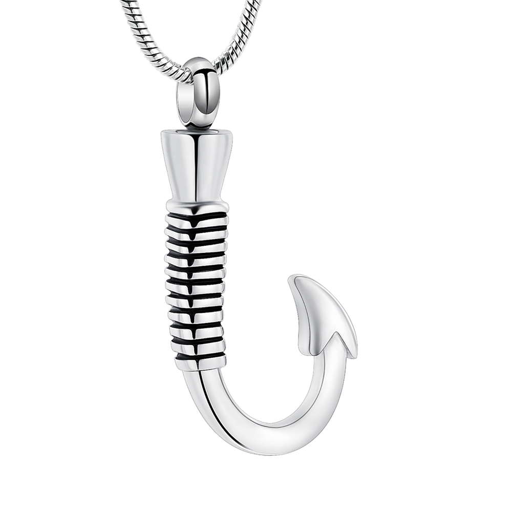 Fish Hook Urn Necklace for Ashes Fishhook Memorial Stainless Steel Cremation Urn