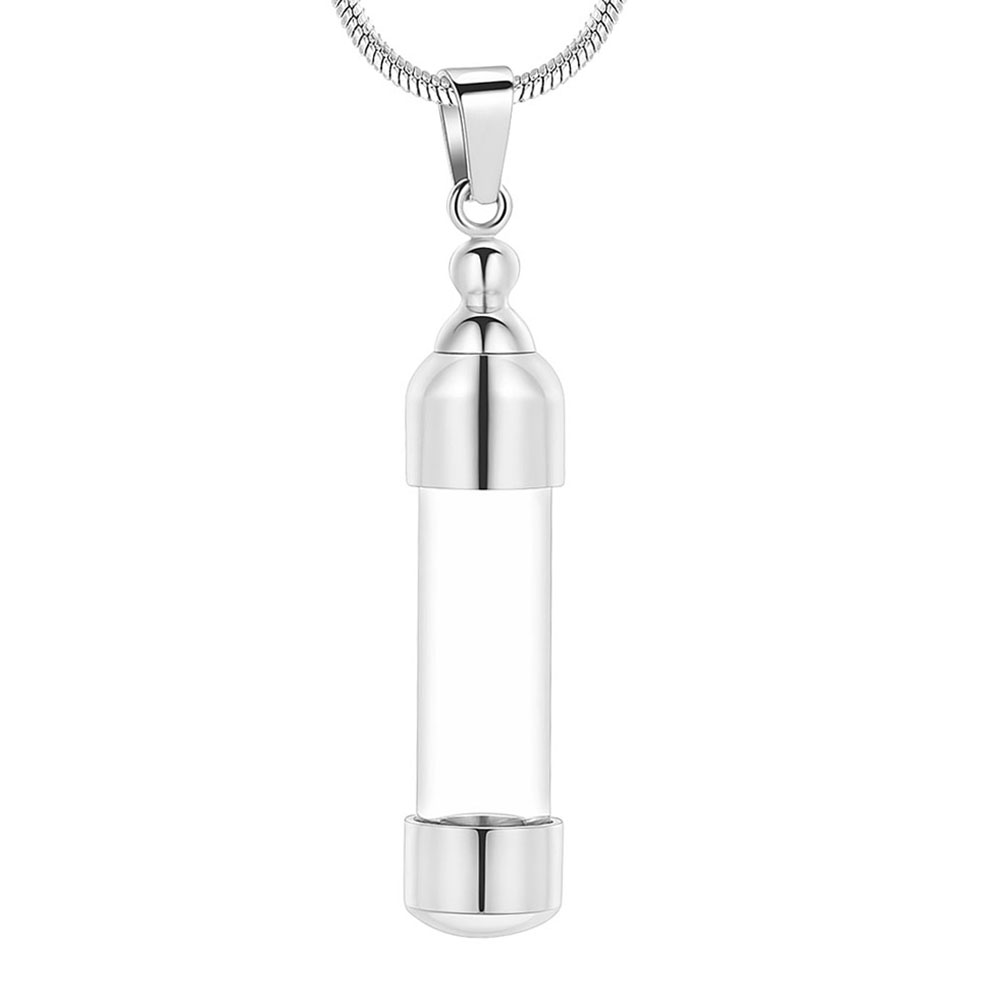 Stainless Steel Glass Cremation Urn Necklace Ashes Holder Memorial Pendant Gifts