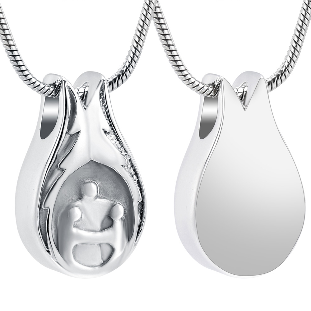 Cremation Necklace Urn Human Shape Pendant Free Engraved Stainless Steel Jewelry