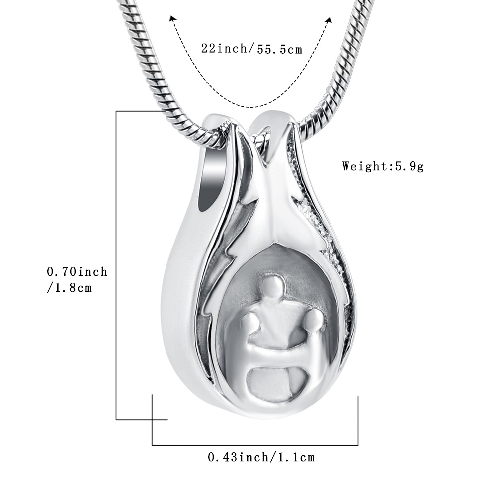 Cremation Necklace Urn Human Shape Pendant Free Engraved Stainless Steel Jewelry