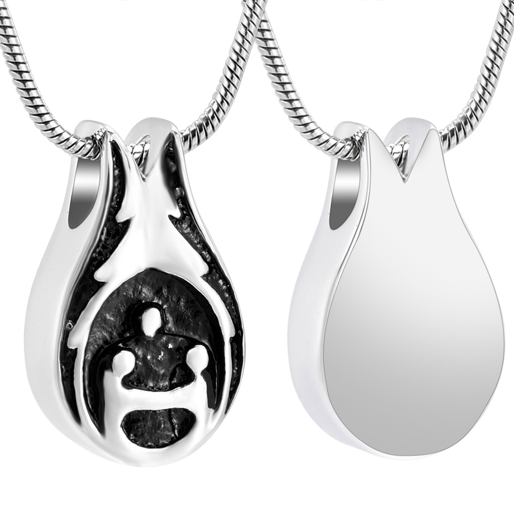 Cremation Necklace Urn Human Shape Pendant Free Engraved Stainless Steel Jewelry